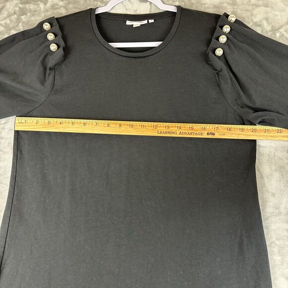 Chicos Shirt Womens 2 Large Black Pearl Shoulders Short Sleeve Stretch‎ (0769) - Picture 8 of 9